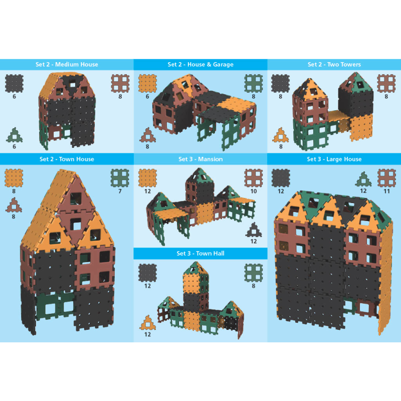 Ejemplos de placas Polydron XL, construcción de juguetes grandes, que puedo hacer con Polydron