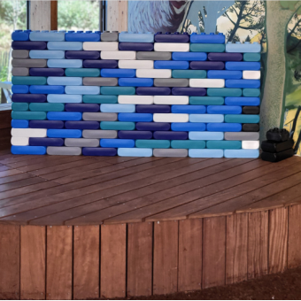 Conjunto Aqua con colores azules tranquilos.  Grandes bloques de calidad.