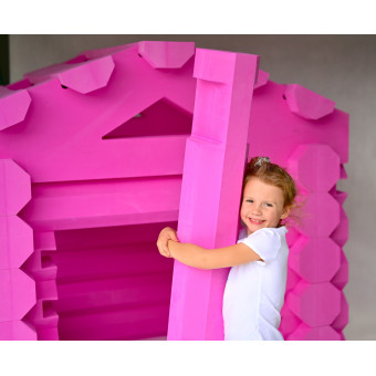 cabaña de madera, plano de construcción, niños, juguetes